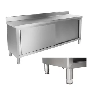 Royal Catering Stół roboczy z szafką - 200 x 60 cm - rant RCAT-200/60-C RCAT-200/60-C - Stoły gastronomiczne - miniaturka - grafika 1