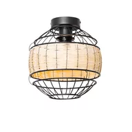 Oprawy, klosze i abażury - QAZQA Orientalna lampa sufitowa czarna z rattanem 25 cm - Emir - miniaturka - grafika 1