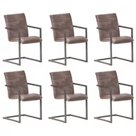 Krzesła - vidaXL Krzesła stołowe, wspornikowe, 6 szt., brązowe, skóra naturalna 3059806 - miniaturka - grafika 1