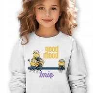 Bluzy dla dziewczynek - Bluza Dziecięca Biała Minionki Good Mood *Twoje Imię* Rozmiar 164 Cm Wzory - miniaturka - grafika 1
