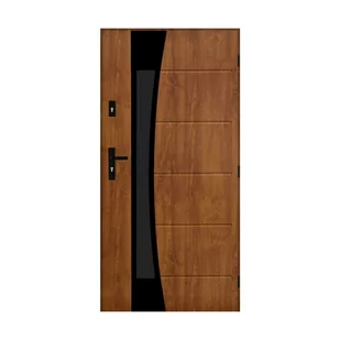 Drzwi zewnętrzne stalowe Lyon czarno-złoty dąb 100 Prawe Pantor - Drzwi zewnętrzne - miniaturka - grafika 1