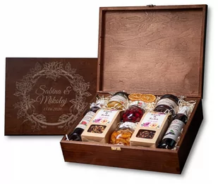 Duża skrzynka prezentowa deluxe herbata i przetwory premium z grawerunkiem i personalizacją - Zestawy upominkowe - miniaturka - grafika 1