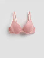 Biustonosze - Reserved - Biustonosz push up z koronką - różowy - miniaturka - grafika 1