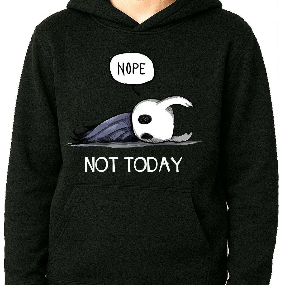 Not Today Hollow Knight Bluza Dziecięca Ciepła Kangurka z Kapturem 140 P346