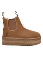 Botki damskie - UGG Skórzane sztyblety "W Neumel Platform Chelsea" w kolorze jasnobrązowym - miniaturka - grafika 1