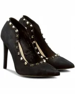 Czółenka - Czarne cz����enka sk��ra Carinii B3864_-360 sk��ra szpilka ��wieki r.39 - miniaturka - grafika 1