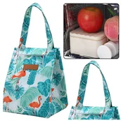 Przybory szkolne - Torba Termiczna Izolacyjna Śniadaniowa Lunch Bag Liście Flamingi 25cm LEAN - miniaturka - grafika 1