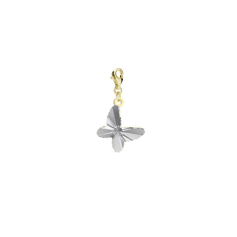 Charms Złoty Z Kryształowym Motylem Karabińczyk Srebro 925 Prezent Życzenia