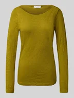 Bluzki damskie - Bluzka z długim rękawem o kroju slim z czystej bawełny - miniaturka - grafika 1