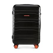 Walizki - WITTCHEN Adventure Line nowoczesna walizka z poliwęglanu, poziome paski, zamek TSA, czarny, pomarańczowy, M, Nowoczesny - miniaturka - grafika 1