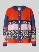 Swetry damskie - Kurtka z dzianiny z listwą guzikową - miniaturka - grafika 1