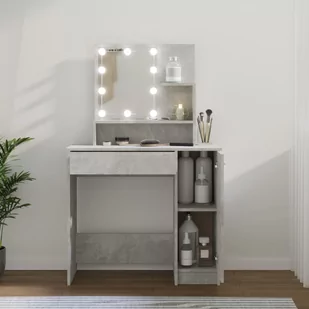 Lumarko Toaletka z oświetleniem LED, betonowa szarość, 86,5x35x136 cm - Toaletki - miniaturka - grafika 1