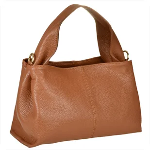 Modna skórzana torebka listonoszka camel brąz włoska - Genuine Leather - Torebki damskie - miniaturka - grafika 1