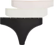 Majtki damskie - Tommy Hilfiger Damskie stringi majtki, Czarny/kość słoniowa/jasnoróżowy, L - miniaturka - grafika 1