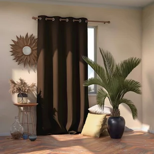 Zasłona BLACKOUT kolor brązowy styl klasyczny przelotki srebrne blackout 140x270 ameliahome - CURT/AH/BLACKOUT/EYELETS/D.BROWN/1 - Zasłony - miniaturka - grafika 3