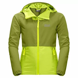 Kurtki i płaszcze dla chłopców - Jack Wolfskin Chłopięca Turbulence B Kurtka Softshell, Limonkowa, 116 - grafika 1