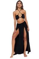 Spódnice - Trendyol Damska odzież plażowa Maxi Wrapover tkana spódnica, czarna, 38, Czarny, 64 - miniaturka - grafika 1