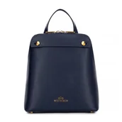 Torebki damskie - Damski plecak ze skóry trapezowy granatowy - miniaturka - grafika 1