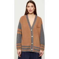 Swetry damskie - Gant Wełniany kardigan VARSITY Loose fit z dodatkiem kaszmiru - miniaturka - grafika 1