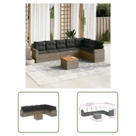 Sofy ogrodowe - The Living Store 8-częściowa sofa ogrodowa z poduszkami z szarego polirattanu - miniaturka - grafika 1