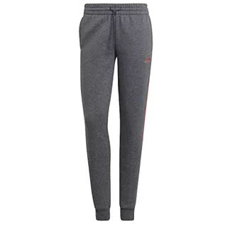 Spodnie rowerowe - adidas Womens Pants (1/1) Essentials Fleece 3-Stripes Joggers, Dark Grey Heather/Wonder Red, HM1922, XS - grafika 1