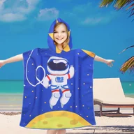 Okrycia kąpielowe dla dzieci - Poncho dziecięce plażowe 60x60 granatowe żółte kosmonauta - miniaturka - grafika 1