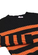 Swetry damskie - myMo Damski sweter w paski CZARNY POMARAŃCZOWY XS/S, czarny pomarańczowy, XS - miniaturka - grafika 1