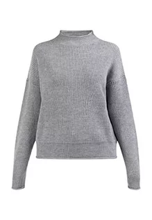 Swetry damskie - acalmar Damski sweter z dzianiny Turtleneck 39425069-AC01, szary melanż, XS/S, szary melanż, XS-S - grafika 1