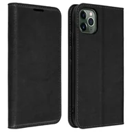 Etui i futerały do telefonów - Etui Folio z prawdziwej skóry iPhone 11 Pro z miejscem na karty, stojak na wideo, czarne - miniaturka - grafika 1