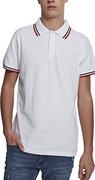 Koszulki męskie - Urban Classics Męska koszulka polo z podwójnym paskiem, biały (White/Green/Fire Red 01316), L - miniaturka - grafika 1