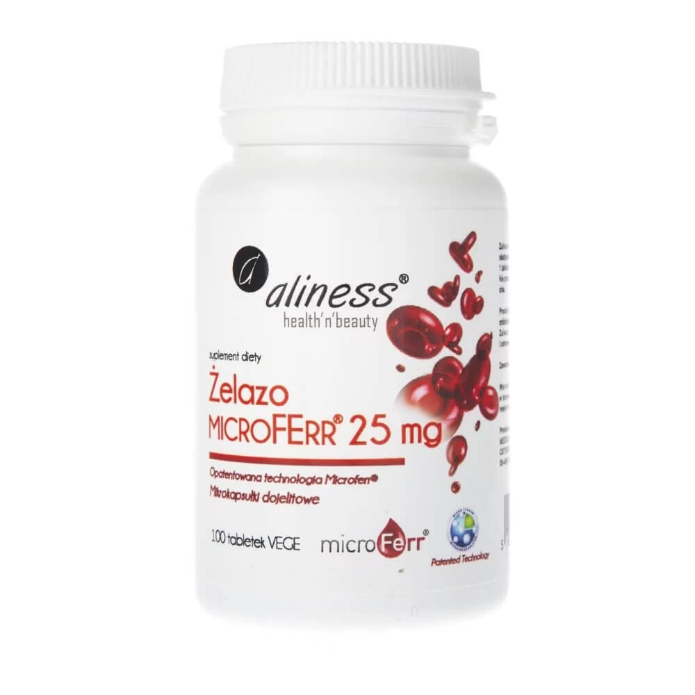 Aliness Żelazo organiczne MicroFerr 25 mg x 100 tabletek VEGE 4033-90507