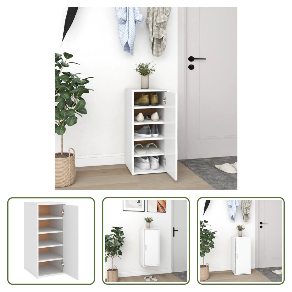 The Living Store Szafka na buty biała 32x35x70 cm Materiał drewnopochodny