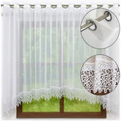 Firany - Firana gotowa z GIPIURĄ w ŁUK 130x200 na PRZELOTKACH firany na kółkach - miniaturka - grafika 1