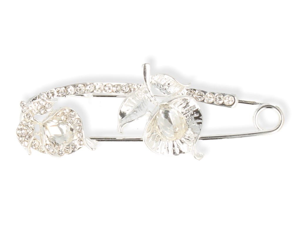 Broszka agrafka srebrna ze srebrnymi cyrkoniami