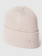Czapki damskie - Czapka beanie z detalem z logo - miniaturka - grafika 1