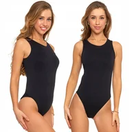 Odzież ciążowa - BODY DAMSKIE KOBIECE DOPASOWANE BEZ RĘKAWÓW PRĄŻKOWANE KLASYCZNE MORAJ S BLACK - miniaturka - grafika 1