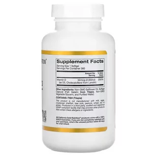 California Gold Nutrition Vitamin D3, 50 mcg (2,000 IU), 360 kaps. - Suplementy naturalne - miniaturka - grafika 2
