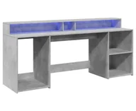 Biurka - Podświetlane biurko 200 cm betonowa szarość P5-E55 - miniaturka - grafika 1