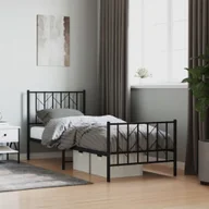 Łóżka - Metalowa rama łóżka z wezgłowiem i zanóżkiem, czarna, 80x200 cm Lumarko! - miniaturka - grafika 1