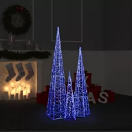 Oświetlenie świąteczne - vidaXL vidaXL Zestaw stożków dekoracyjnych, niebieski, LED, 60/90/120 cm - miniaturka - grafika 1