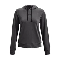 Koszulki i topy damskie - Damska Koszulka z długim rękawem UNDER ARMOUR RIVAL TERRY HOODIE 1369855-010 – Szary - miniaturka - grafika 1