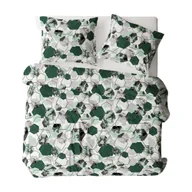 Pościel - Pościel flanelowa 160x200 1612N biała zielona geometria na guziki Flanela Komfort - miniaturka - grafika 1