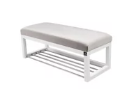 Ławki do przedpokoju - Ławka na buty LPG-4 190cm EMRAWOOD drewno lite kolor biały siedzisko gładkie kolor srebrny - miniaturka - grafika 1