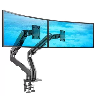 G55  Solidny obrotowy uchwyt biurkowy na sprężynie do dwóch monitorów LCD LED 2x 27 -34 - Uchwyty do monitorów - miniaturka - grafika 1