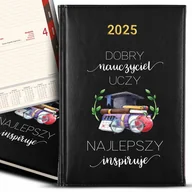 Notesy i bloczki - KALENDARZ A5 2025 Czarny Na Prezent Zakończenie Roku DOBRY NAUCZYCIEL Wzory - miniaturka - grafika 1