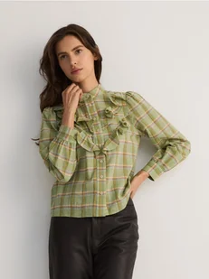 Reserved - Bawełniana koszula w kratę - zielony - Koszule damskie - miniaturka - grafika 1