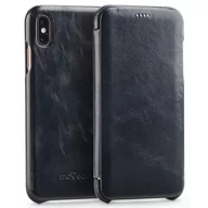 Etui i futerały do telefonów - moVear flipSide S - Skórzane etui do Apple iPhone Xs MAX (6.5") | Pokrowiec slim case, Skóra naturalna vintage (Czarny) - miniaturka - grafika 1