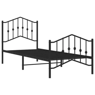 Metalowa rama łóżka z wezgłowiem i zanóżkiem, czarna, 90x190 cm Lumarko! - Łóżka - miniaturka - grafika 5