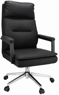 Fotel biurowy, krzesło biurowe Czarny tapicerowany skórą ekologiczną fotel obrotowy P5-F25 - Fotele i krzesła biurowe - miniaturka - grafika 1
