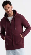 Bluzy męskie - Ombre Rozpinana bawełniana męska bluza dresowa BASIC bordowa V3 OM-SSBZ-0160 L - miniaturka - grafika 1
